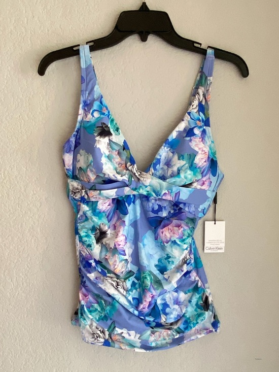 Calvin Klein Other - Calvin Klein Lavender Blue Floral Bandeau Tankini Top